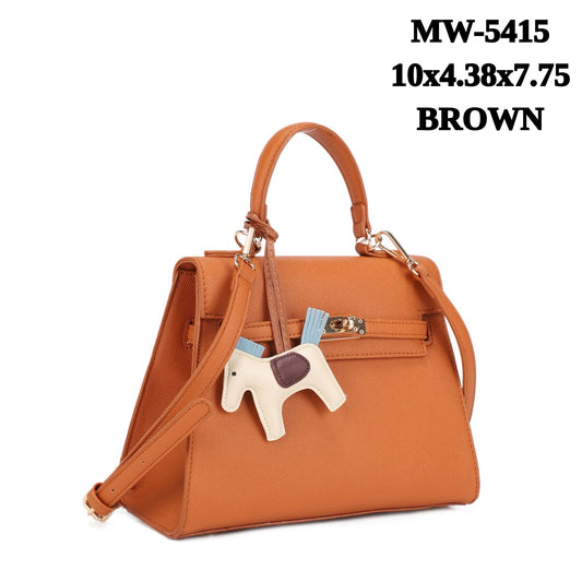MW-5415 Textured Leather Lock Flap Fashion HandBag