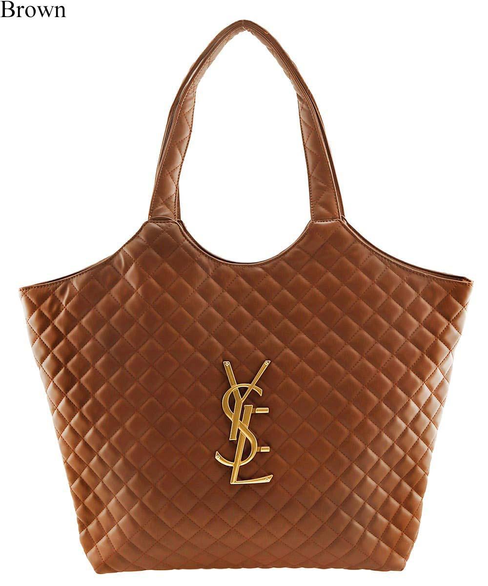 Diamond Quilted Logo Oversized Shoulder Bag P6901