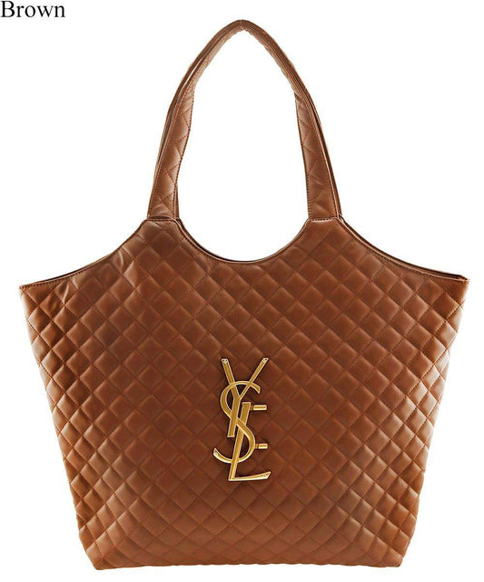 Diamond Quilted Logo Oversized Shoulder Bag P6901
