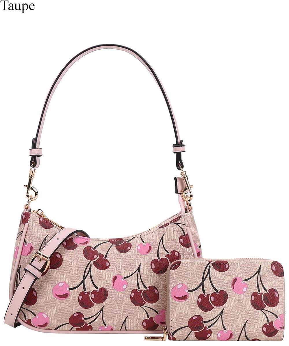 Sweet Cherry Blossom Shoulder Bag & Wallet Duo P8YT-1261A