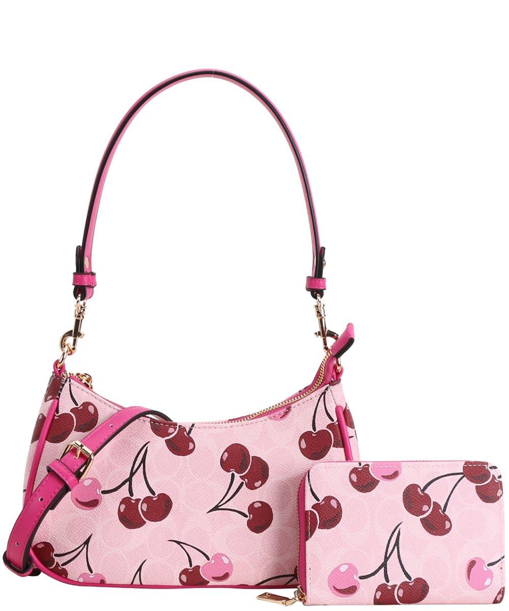 Sweet Cherry Blossom Shoulder Bag & Wallet Duo P8YT-1261A