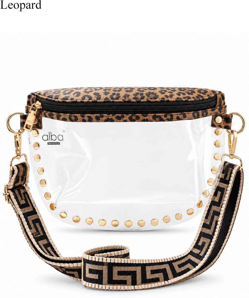 Clear Studded Patterned Guitar Strap Crossbody Bag PCB701