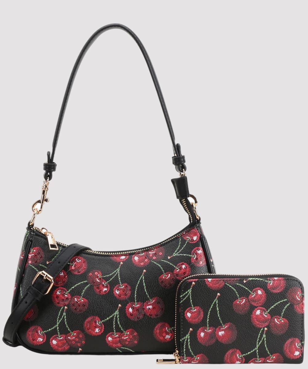 Sweet Cherry Blossom Shoulder Bag & Wallet Duo P8YT-1261A