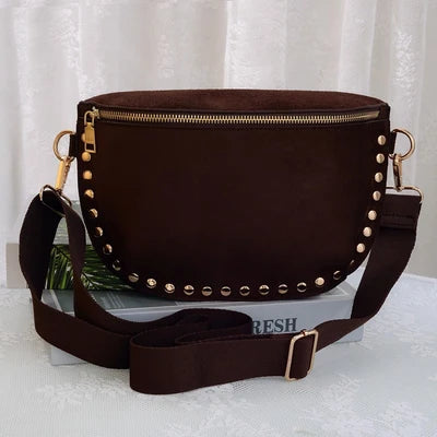 SD701 Carina Suede Studded Crossbody Bag