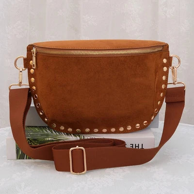 SD701 Carina Suede Studded Crossbody Bag