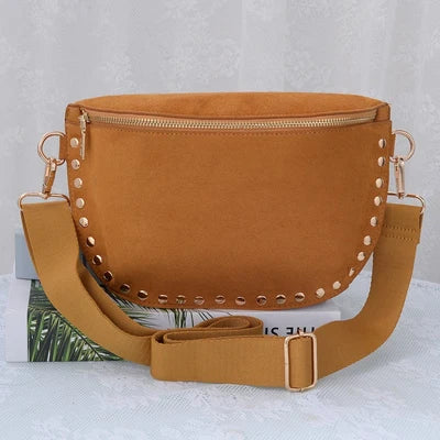 SD701 Carina Suede Studded Crossbody Bag