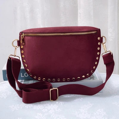 SD701 Carina Suede Studded Crossbody Bag